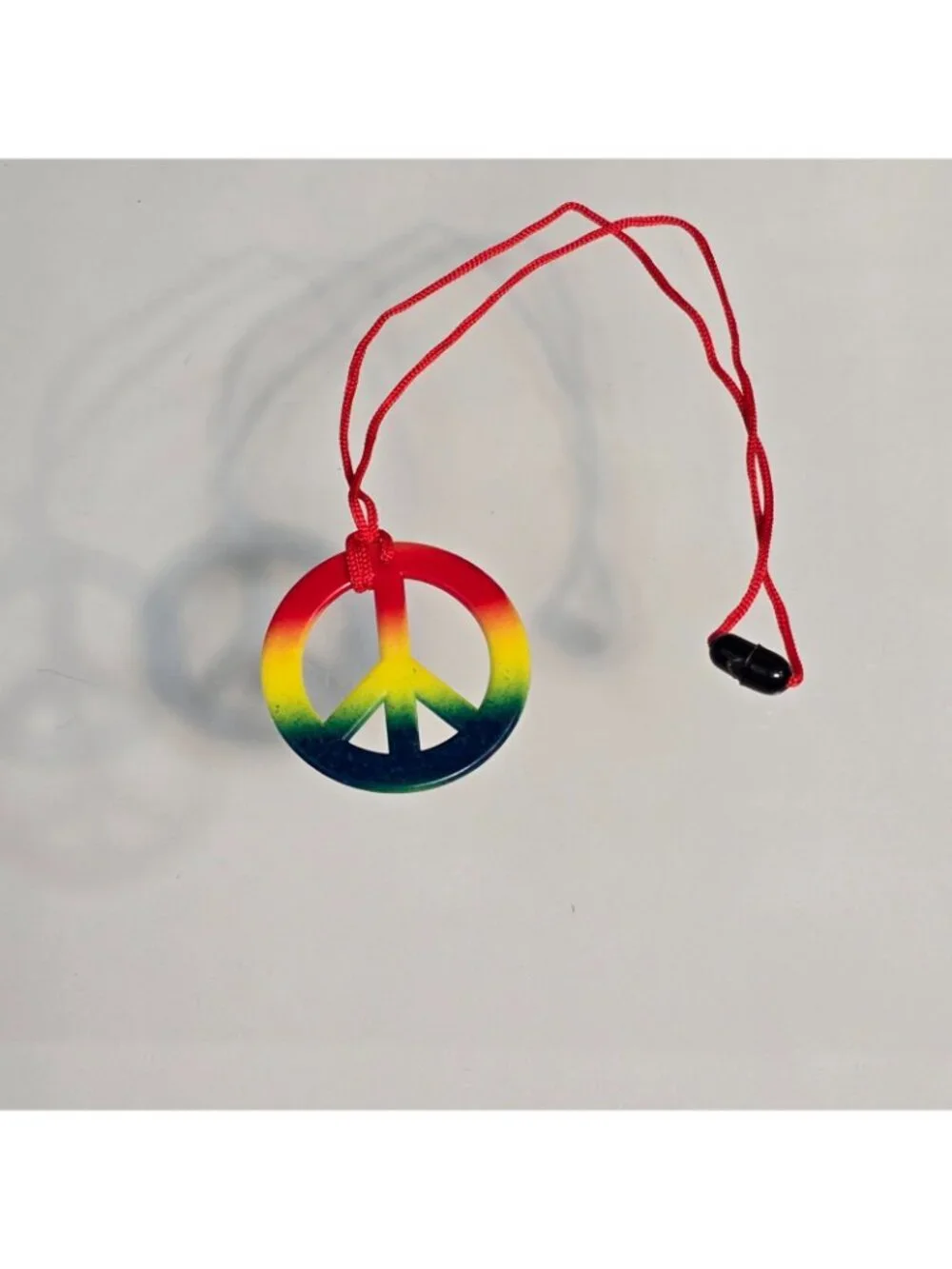 Peace Sign Symbol Rainbow Pendant Necklace Groovy Hippie Hipster
